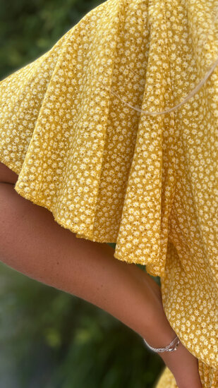 Korte Boho jurk met vlindermouwtjes - Geel