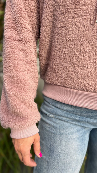 Teddy hoodie -  Oud roze