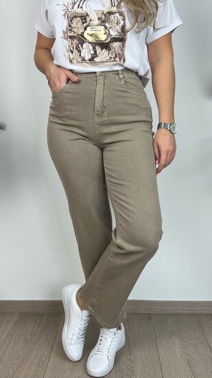 Jeans Straight Cropped - Taupe