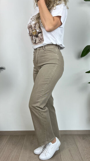 Jeans Straight Cropped - Taupe